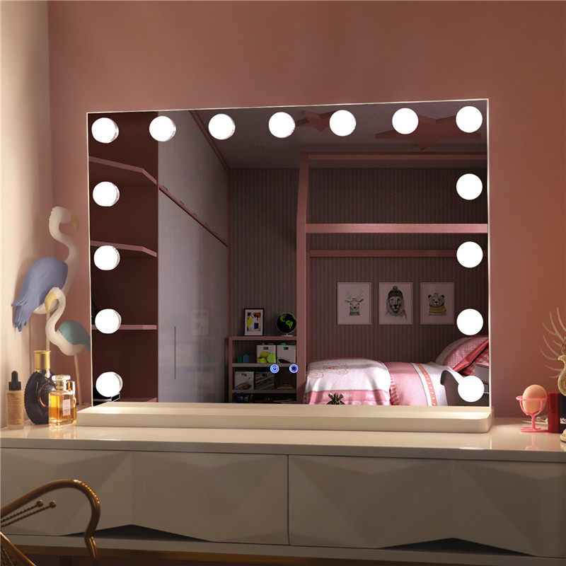 Grand miroir de courtoisie de maquillage de bureau Hollywood avec ampoules Led miroir de maquillage éclairé